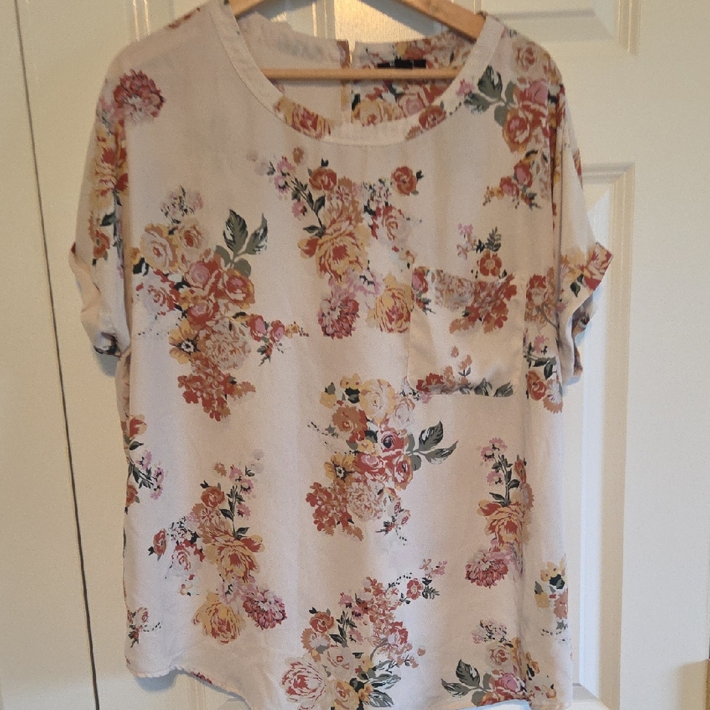 Buffalo David Bitton Floral Blouse - Cream and Pink